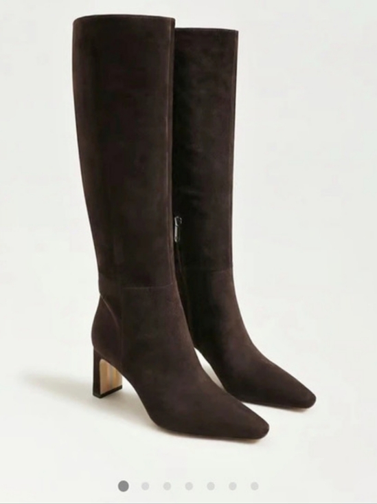 Sam Edelman Shoes - Sam Edelman Wide Calf Knee High Heeled Boots Chocolate Brown Suede